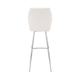 26" White And Silver Faux Leather And Iron Counter Height Bar Chair - Homeroots - Flyclothing LLC