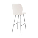 26" White And Silver Faux Leather And Iron Counter Height Bar Chair - Homeroots - Flyclothing LLC