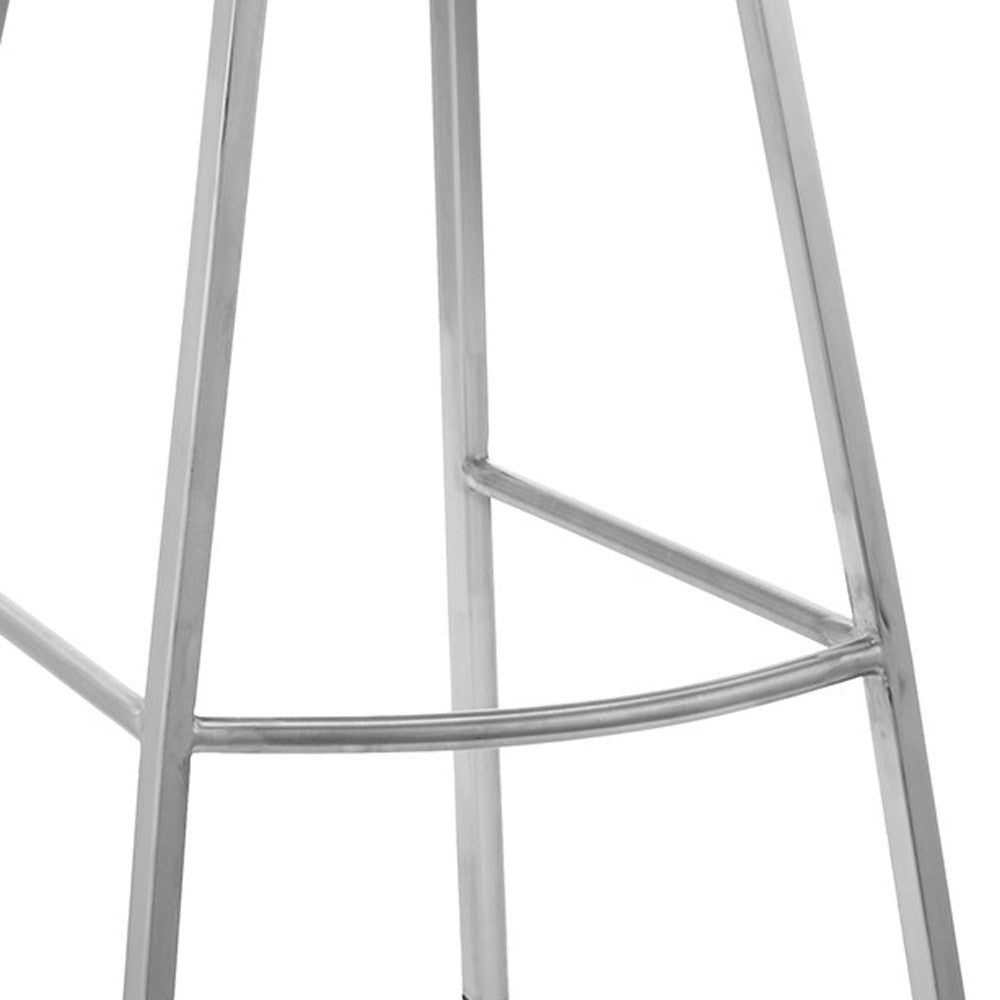 26" White And Silver Faux Leather And Iron Counter Height Bar Chair - Homeroots - Flyclothing LLC
