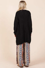 Mittoshop Open Front Long Sleeve Longline Cardigan - Trendsi - Flyclothing LLC