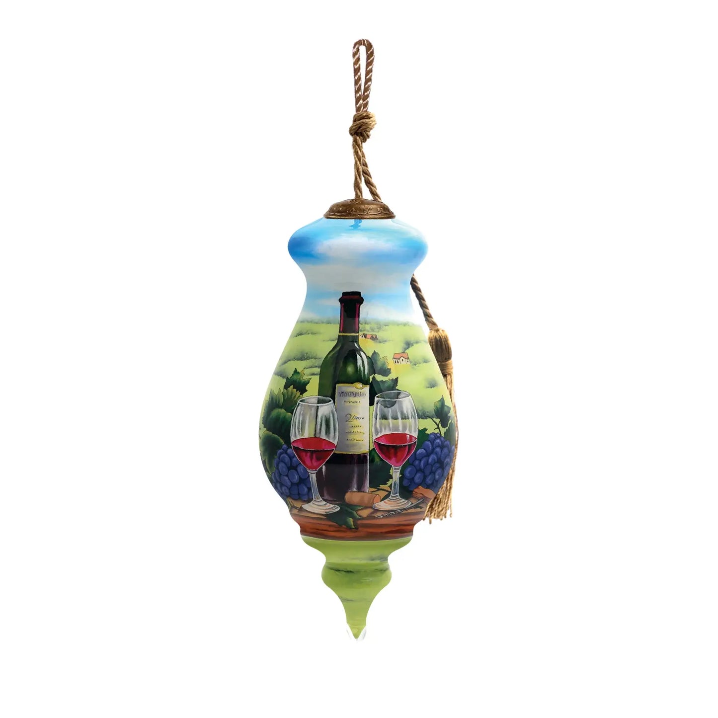 A day at the Vineyard Hand Painted Mouth Blown Glass Ornament - Homeroots - Flyclothing LLC