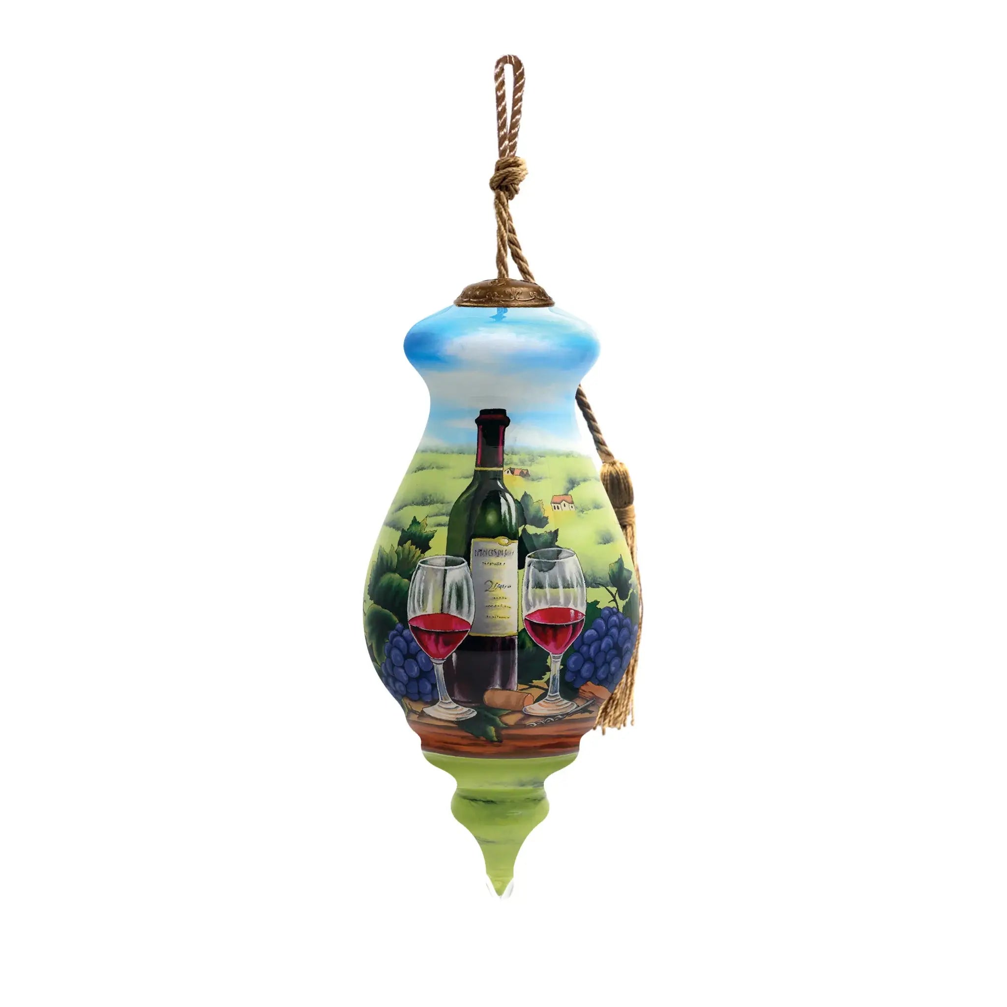 A day at the Vineyard Hand Painted Mouth Blown Glass Ornament - Homeroots - Flyclothing LLC