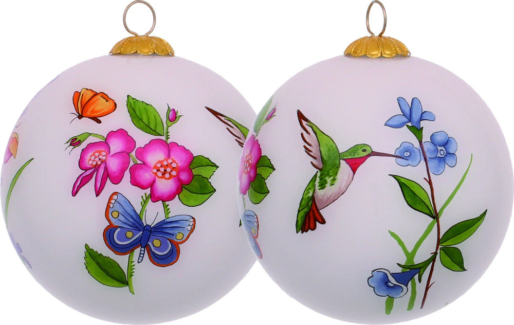 Decorative Florals Hand Painted Mouth Blown Glass Ornament - Homeroots