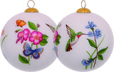 Decorative Florals Hand Painted Mouth Blown Glass Ornament - Homeroots