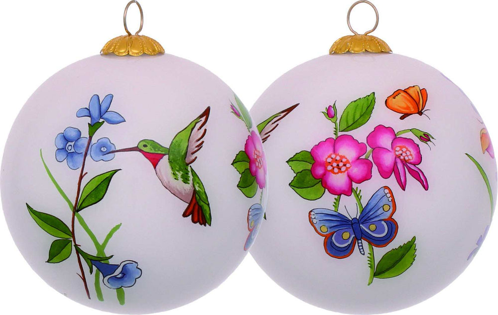 Decorative Florals Hand Painted Mouth Blown Glass Ornament - Homeroots - Flyclothing LLC