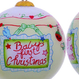 Baby's First Christmas with Motifs Hand Painted Mouth Blown Glass Ornament - Homeroots - Flyclothing LLC