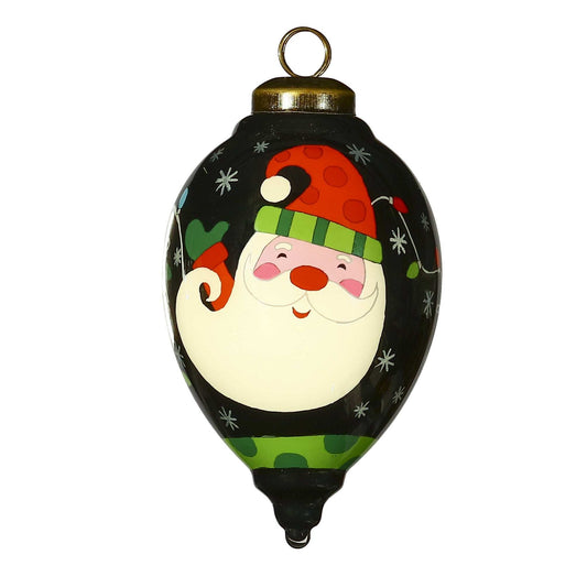 Santa in Holiday Lights Hand Painted Mouth Blown Glass Ornament - Homeroots - Flyclothing LLC