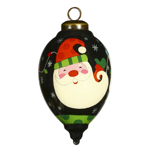 Santa in Holiday Lights Hand Painted Mouth Blown Glass Ornament - Homeroots - Flyclothing LLC