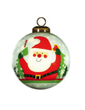Festive Glitter Santa Hand Painted Mouth Blown Glass Ornament - Homeroots