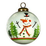 Festive Glitter Snowman Hand Painted Mouth Blown Glass Ornament - Homeroots