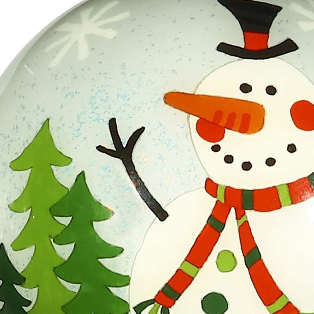 Festive Glitter Snowman Hand Painted Mouth Blown Glass Ornament - Homeroots - Flyclothing LLC