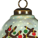 Festive Glitter Reindeer with Lights Hand Painted Mouth Blown Glass Ornament - Homeroots