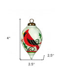 Festive Glitter Red Cardinal Hand Painted Mouth Blown Glass Ornament - Homeroots - Flyclothing LLC