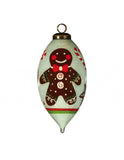 Festive Glitter Gingerbread Man Hand Painted Mouth Blown Glass Ornament - Homeroots