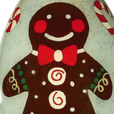 Festive Glitter Gingerbread Man Hand Painted Mouth Blown Glass Ornament - Homeroots