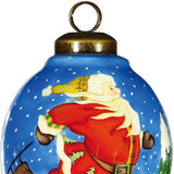 Ice Skating Santa Hand Painted Mouth Blown Glass Ornament - Homeroots