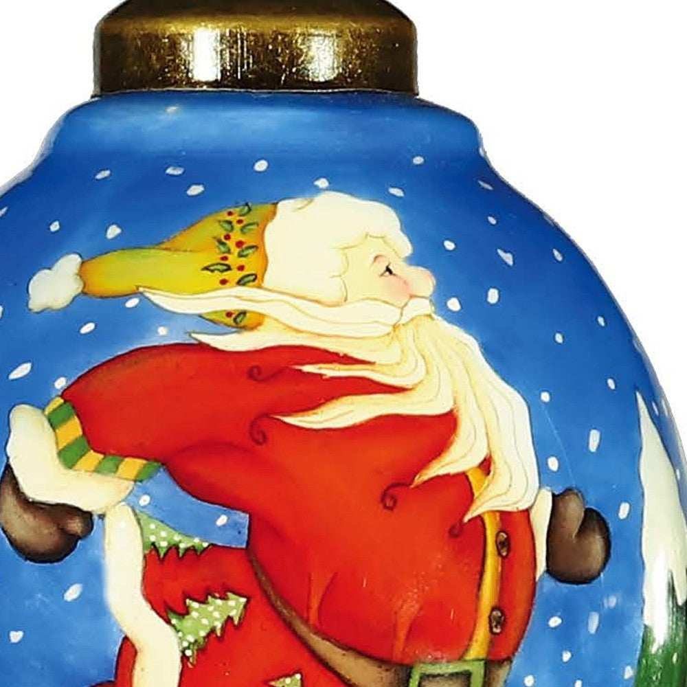Ice Skating Santa Hand Painted Mouth Blown Glass Ornament - Homeroots - Flyclothing LLC