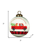 Red Pickup Truck with Presents Hand Painted Mouth Blown Glass Ornament - Homeroots - Flyclothing LLC