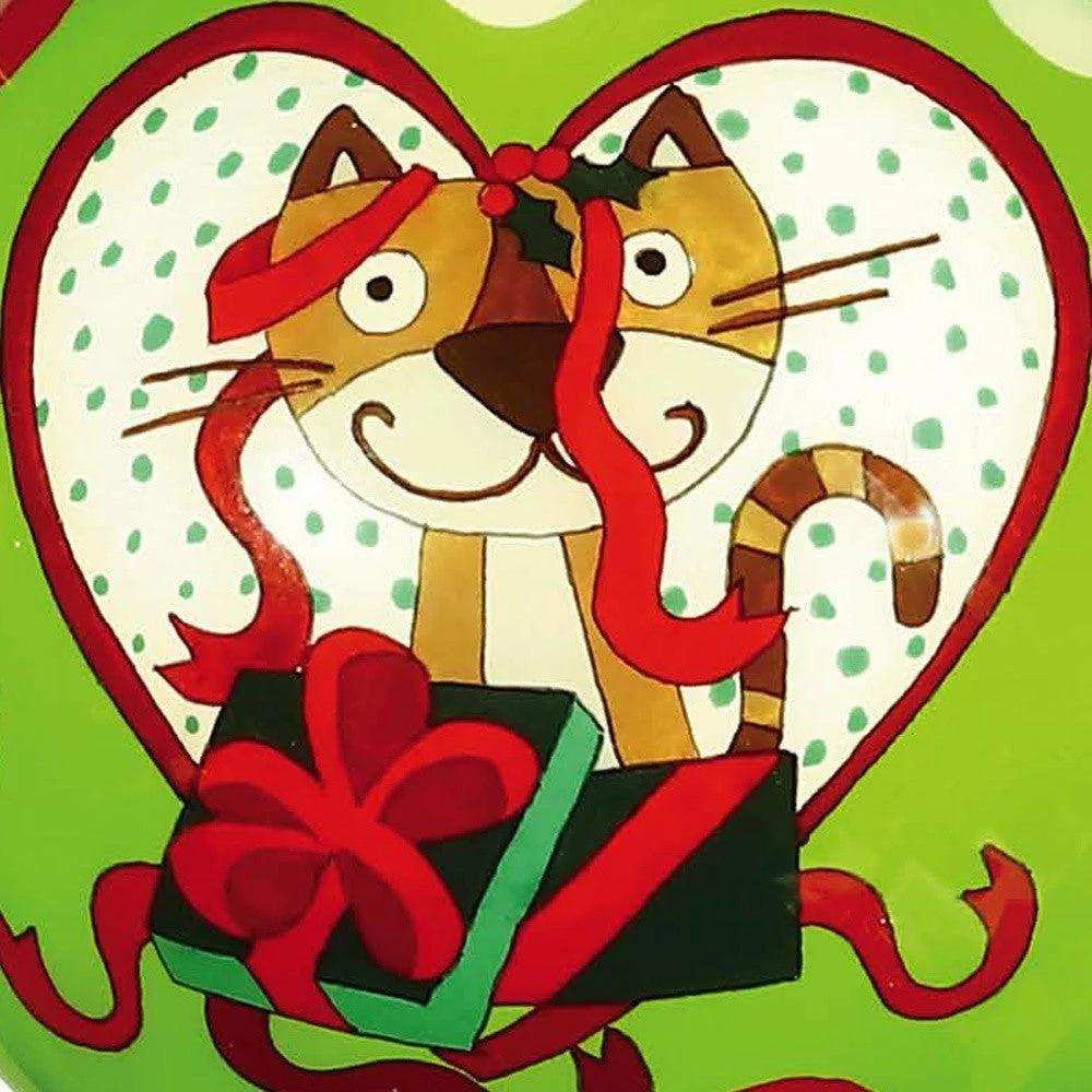 Charming Cat in a Heart Hand Painted Mouth Blown Glass Ornament - Homeroots - Flyclothing LLC