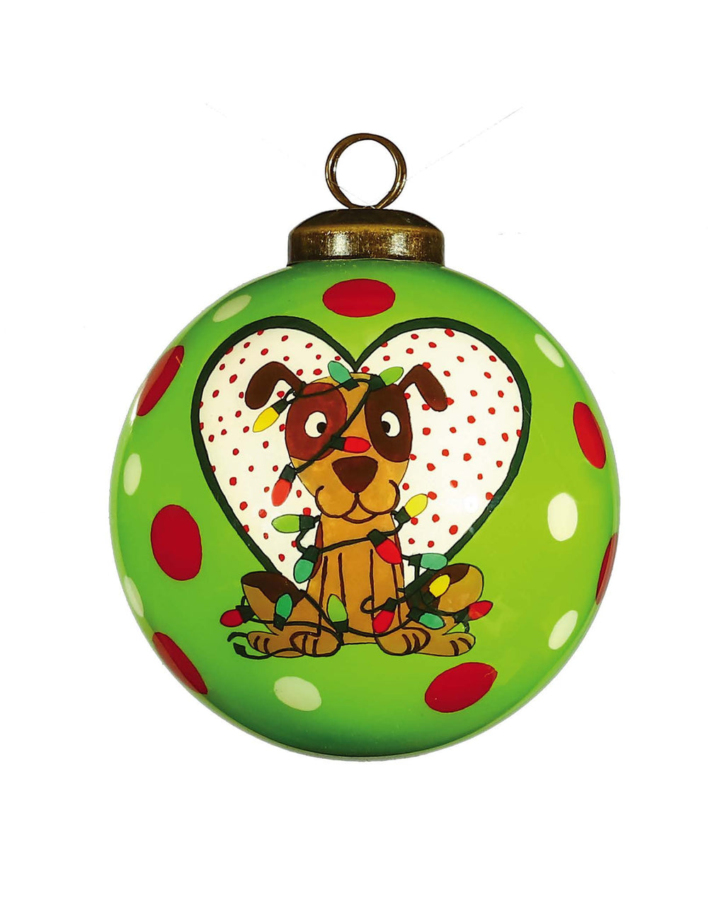 Charming Dog in a Heart Hand Painted Mouth Blown Glass Ornament - Homeroots