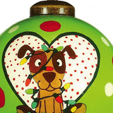 Charming Dog in a Heart Hand Painted Mouth Blown Glass Ornament - Homeroots