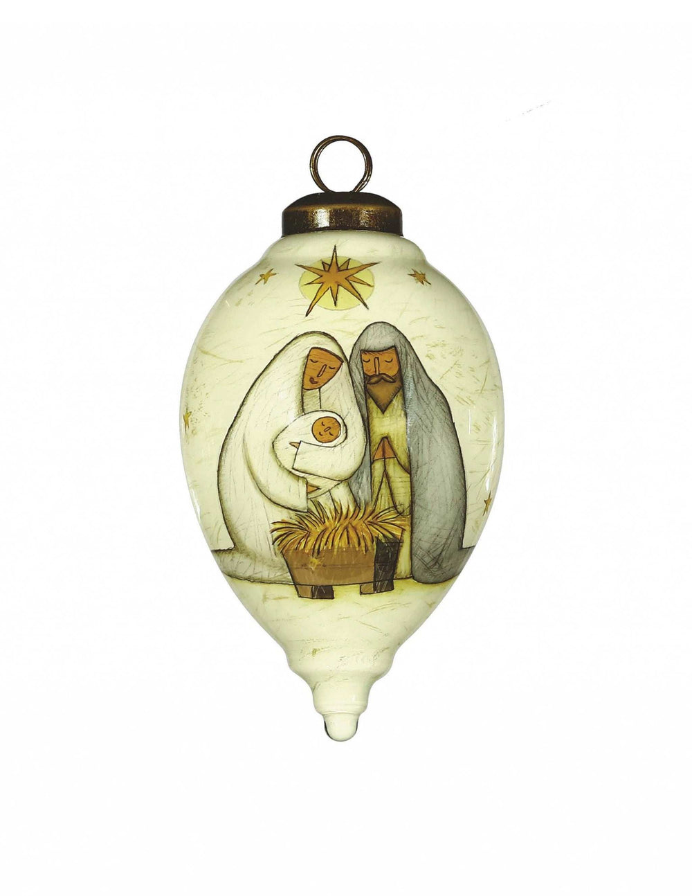 Nativity Holy Family Hand Painted Mouth Blown Glass Ornament - Homeroots - Flyclothing LLC