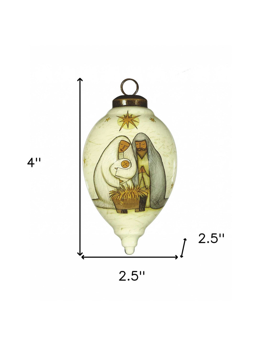 Nativity Holy Family Hand Painted Mouth Blown Glass Ornament - Homeroots - Flyclothing LLC
