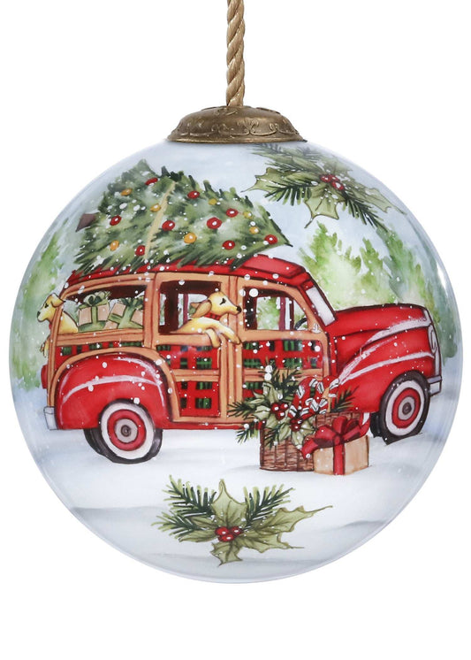 Home For Christmas Hand Painted Mouth Blown Glass Ornament - Homeroots - Flyclothing LLC