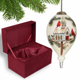 Home of the Red Cardinals Hand Painted Mouth Blown Glass Ornament - Homeroots