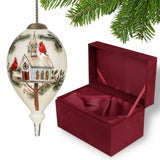 Home of the Red Cardinals Hand Painted Mouth Blown Glass Ornament - Homeroots - Flyclothing LLC