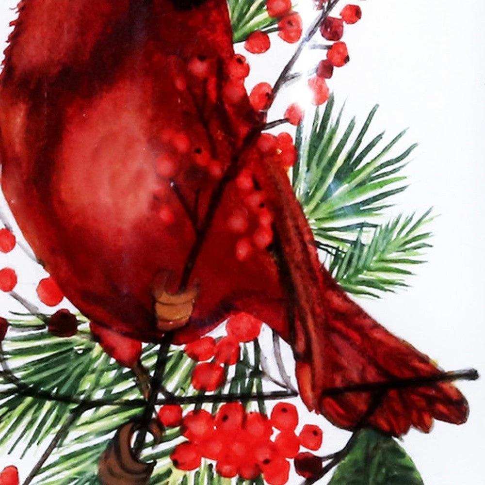 Cardinal Perched on Winter Berries Hand Painted Mouth Blown Glass Ornament - Homeroots - Flyclothing LLC