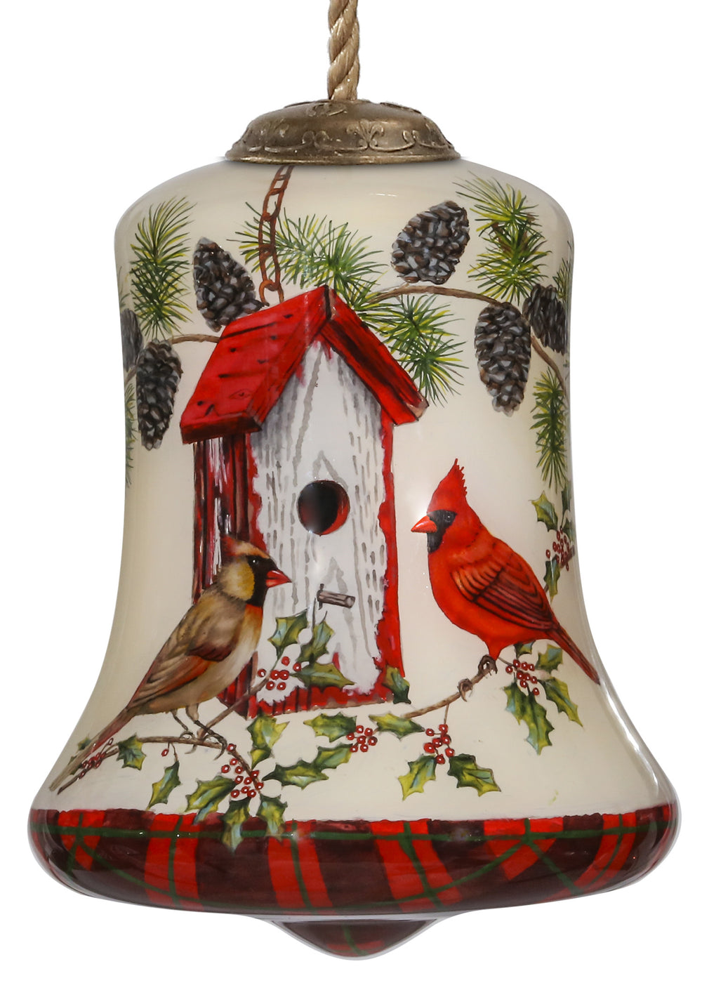 Cardinal Home Sweet Home Hand Painted Mouth Blown Glass Ornament - Homeroots