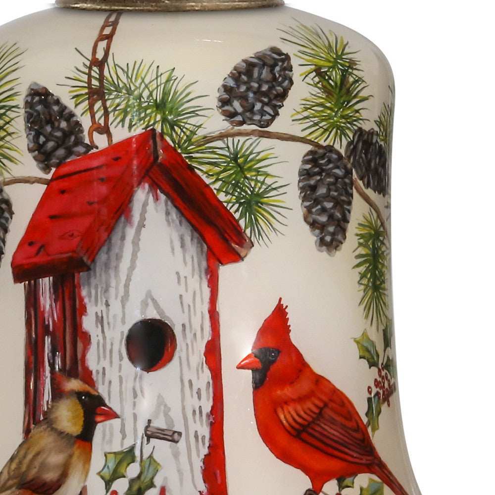 Cardinal Home Sweet Home Hand Painted Mouth Blown Glass Ornament - Homeroots - Flyclothing LLC
