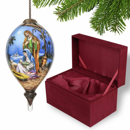 Holy Family Christmas Hand Painted Mouth Blown Glass Ornament - Homeroots - Flyclothing LLC