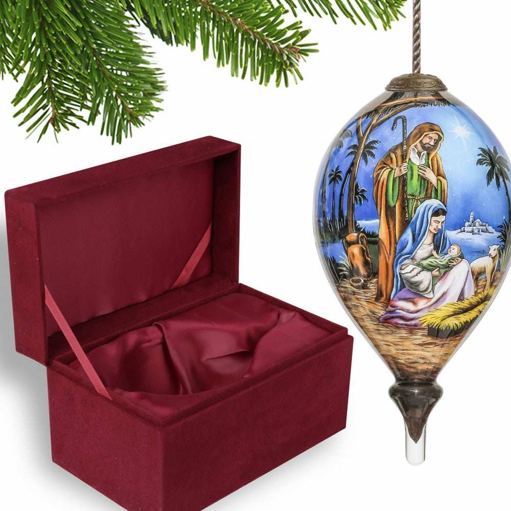 Holy Family Christmas Hand Painted Mouth Blown Glass Ornament - Homeroots - Flyclothing LLC