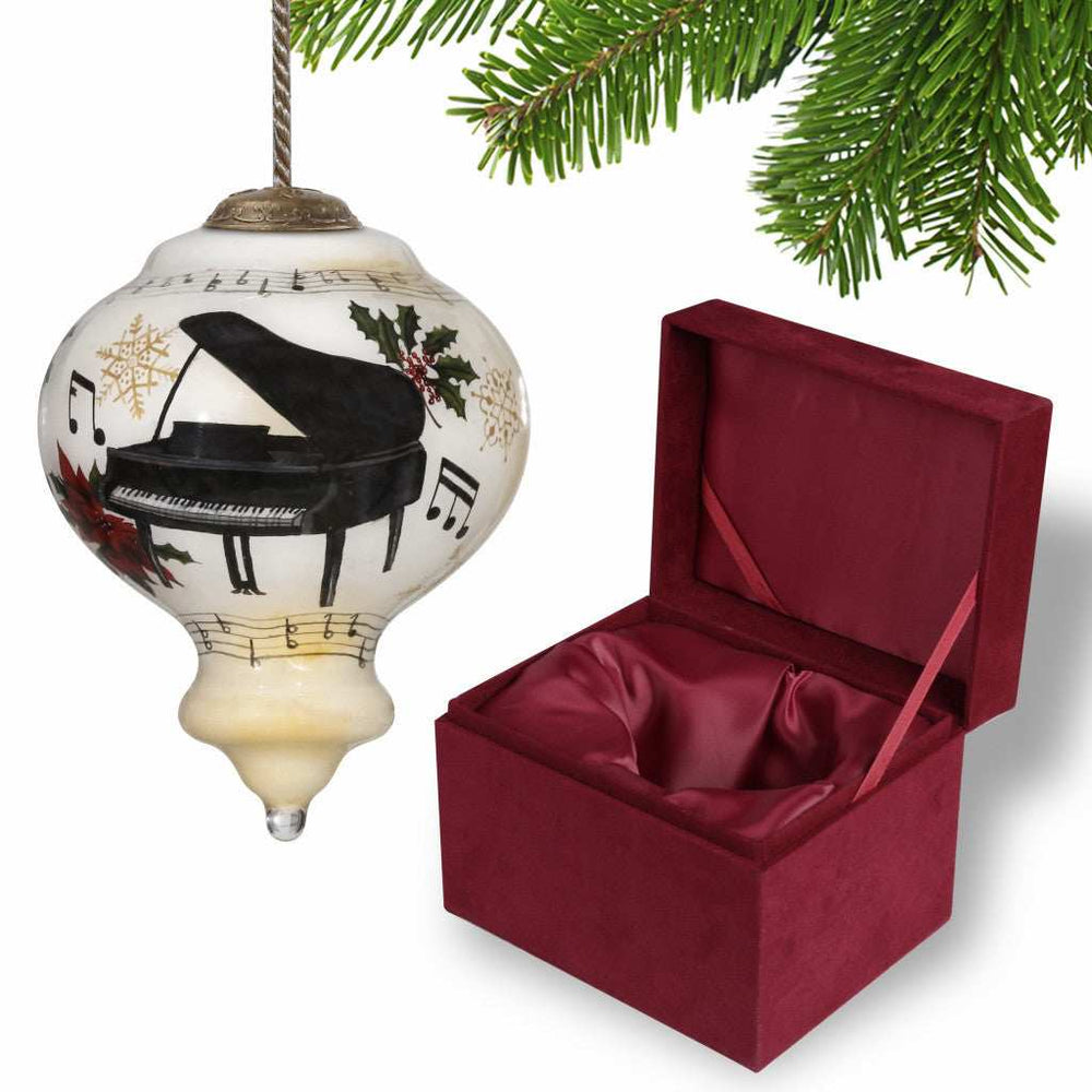 Grand Christmas Piano Hand Painted Mouth Blown Glass Ornament - Homeroots - Flyclothing LLC