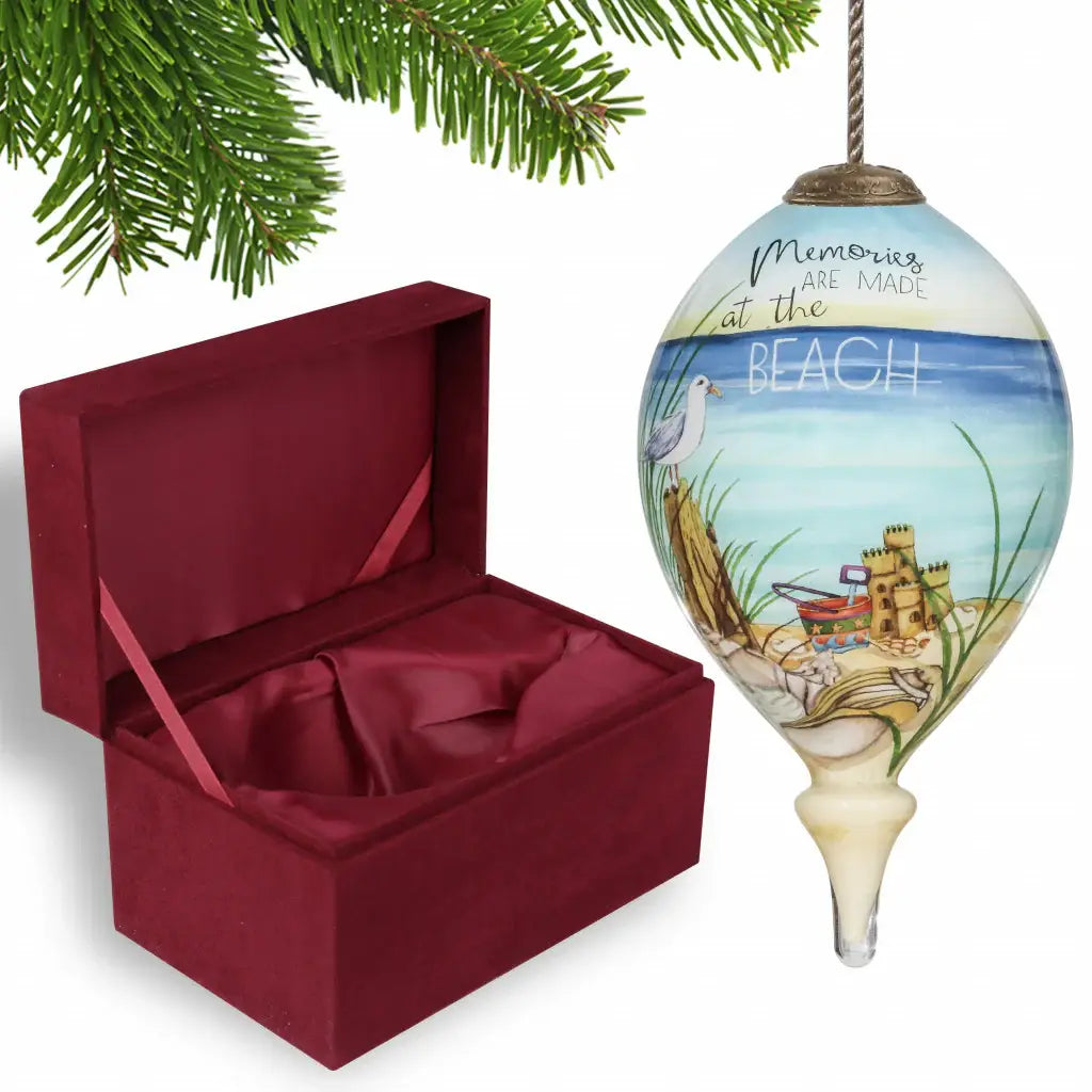 Beach Memories Hand Painted Mouth Blown Glass Ornament - Homeroots - Flyclothing LLC
