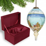 Beach Memories Hand Painted Mouth Blown Glass Ornament - Homeroots