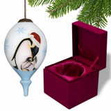 Penguin Mother and Child Hand Painted Mouth Blown Glass Ornament - Homeroots