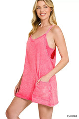 Zenana Acid Washed Mini Dress With Built-in Romper Liner - Trendsi - Flyclothing LLC