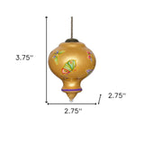 Golden Extravagant Butterflies Hand Painted Mouth Blown Glass Ornament - Homeroots - Flyclothing LLC