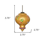 Golden Extravagant Butterflies Hand Painted Mouth Blown Glass Ornament - Homeroots - Flyclothing LLC
