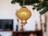 Golden Extravagant Butterflies Hand Painted Mouth Blown Glass Ornament - Homeroots