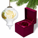 Authentic Just Married  Hand Painted Mouth Blown Glass Ornament - Homeroots