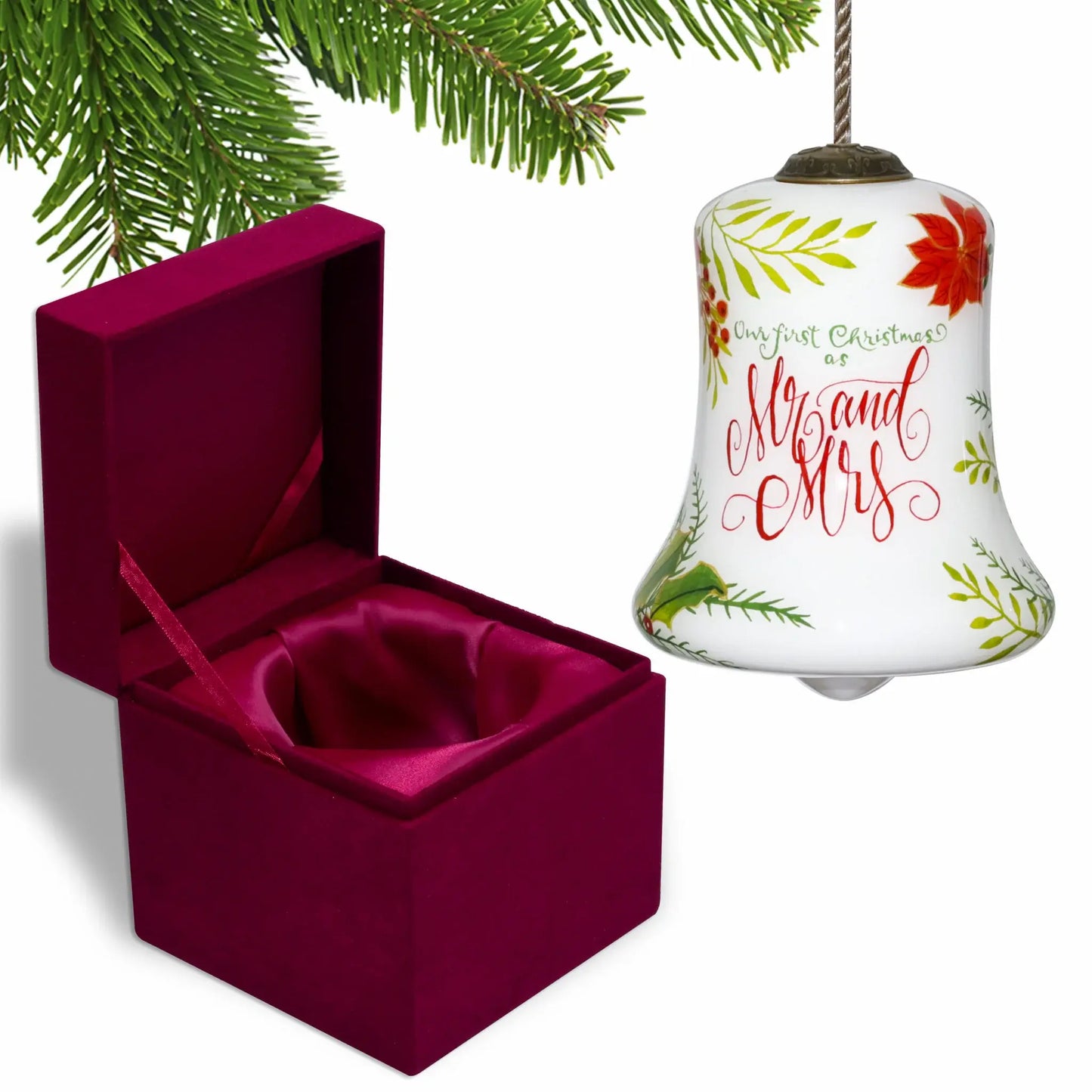 Mr. & Mrs. Our First Christmas Hand Painted Mouth Blown Glass Ornament - Homeroots - Flyclothing LLC