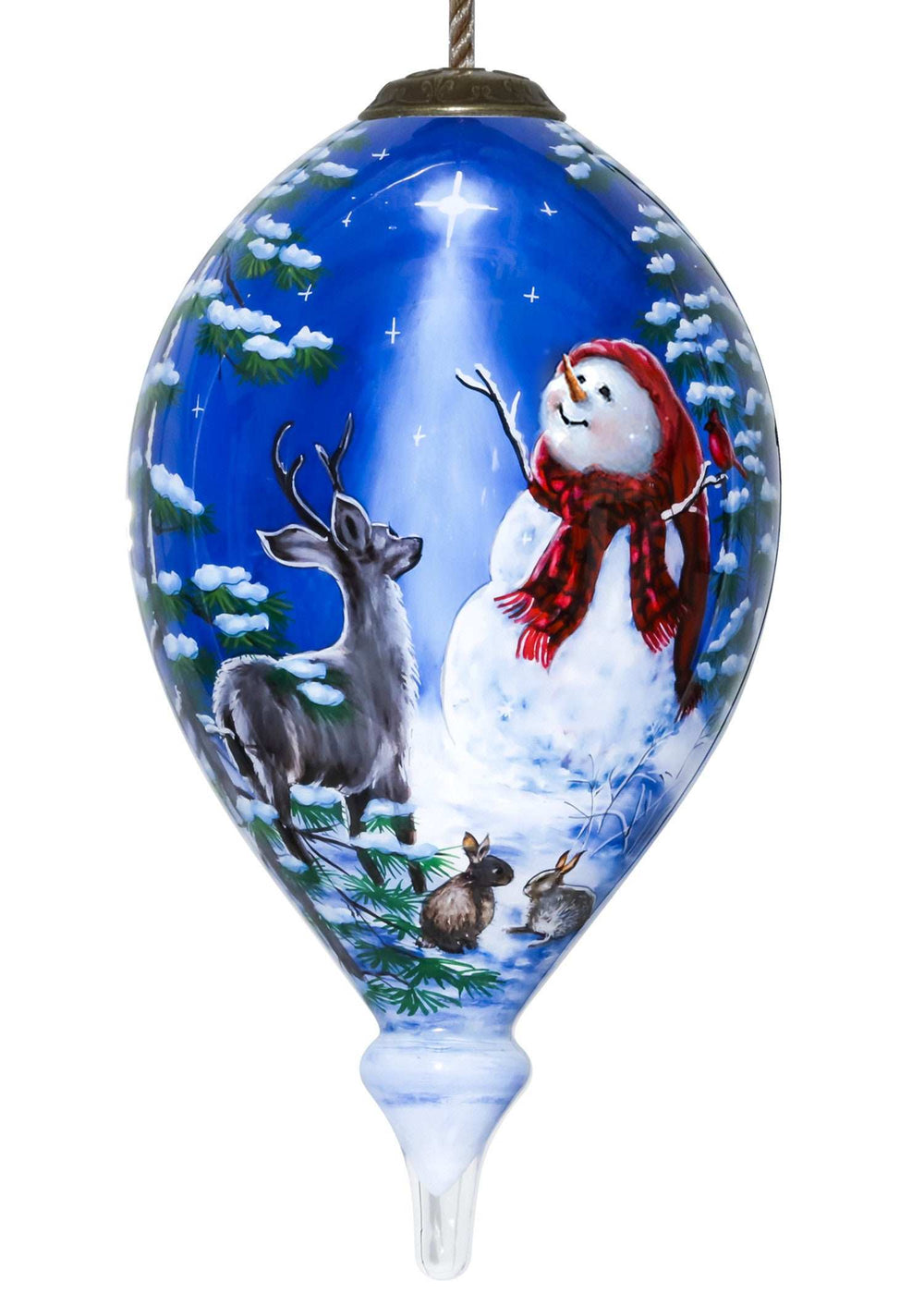 Starry Heaven and Snowman Hand Painted Mouth Blown Glass Ornament - Homeroots - Flyclothing LLC
