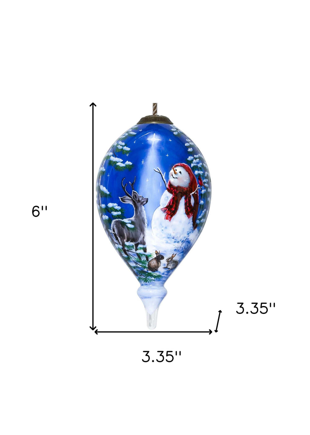 Starry Heaven and Snowman Hand Painted Mouth Blown Glass Ornament - Homeroots - Flyclothing LLC