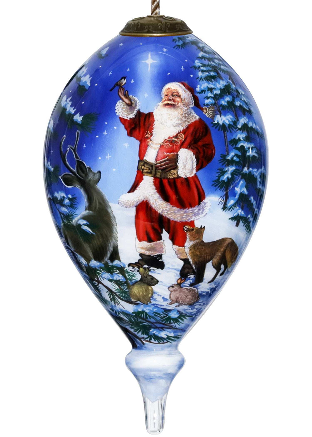 Starry Heaven and Santa Hand Painted Mouth Blown Glass Ornament - Homeroots - Flyclothing LLC