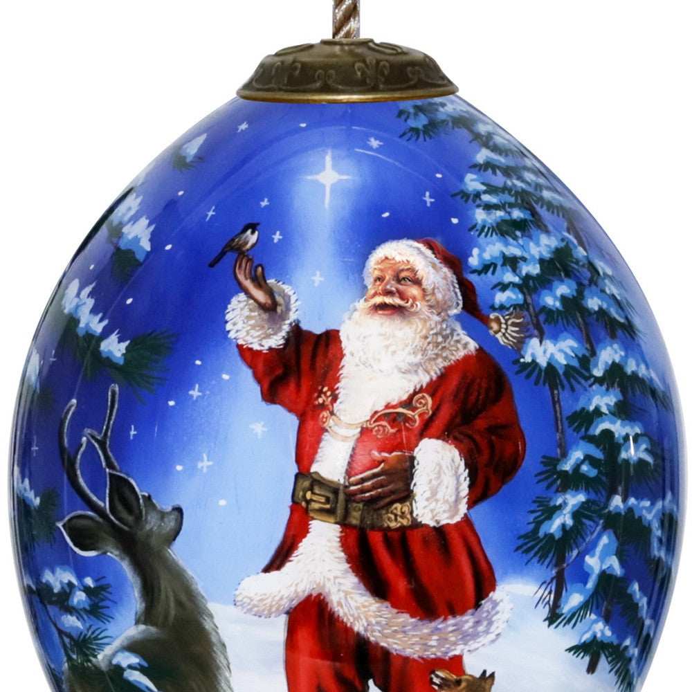 Starry Heaven and Santa Hand Painted Mouth Blown Glass Ornament - Homeroots - Flyclothing LLC