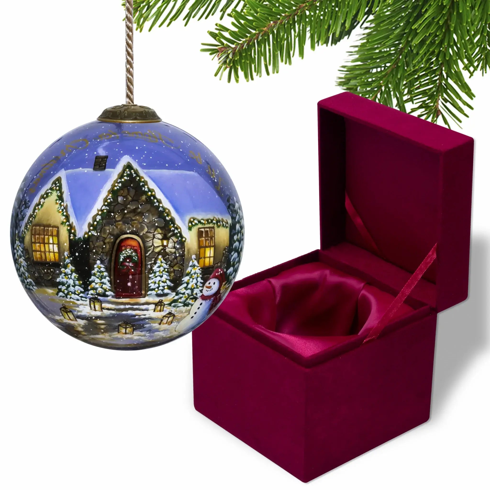 Home for Christmas Hand Painted Mouth Blown Glass Ornament - Homeroots - Flyclothing LLC